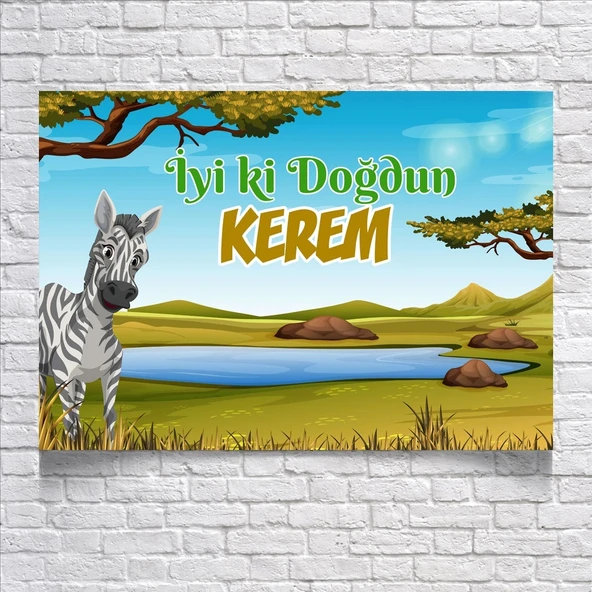 Safari Temalı Doğum Günü Afişi 50X70 cm ürün görseli 1