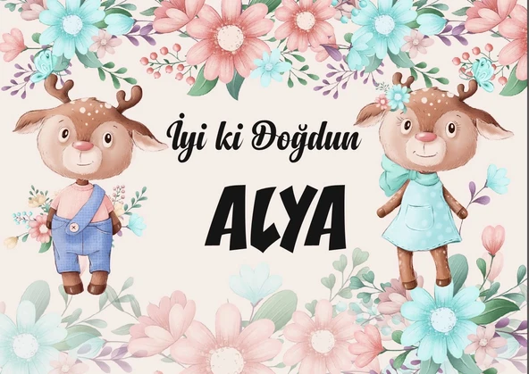 Sevimli Keçi Temalı Doğum Günü Afişi 50X70 cm ürün görseli 1