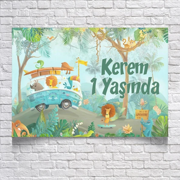 Safari Temalı Doğum Günü Afişi 50X70 cm ürün görseli 1