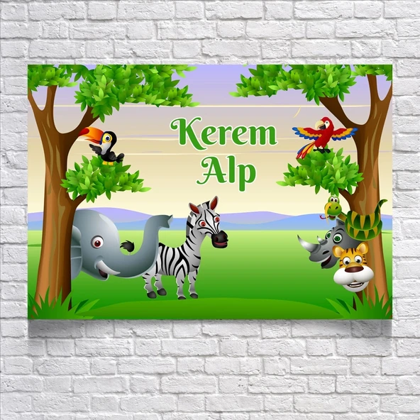 Safari Temalı Doğum Günü Afişi 50X70 cm ürün görseli 1