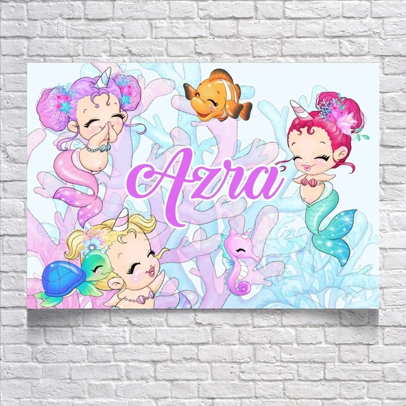 Deniz Kızı Temalı Doğum Günü Afişi 50X70 cm ürün görseli 1