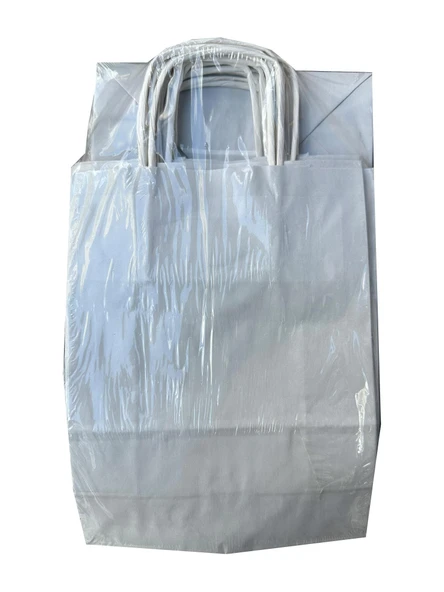 Büküm Saplı Kraft Kağıt Karton Hediyelik Çanta Poşet Torba - Gri - 31x41 Cm. - 25 Adetlik Paket ürün görseli 1