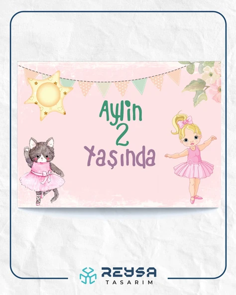 Balerin Temalı Doğum Günü Afişi 50X70 cm ürün görseli 1