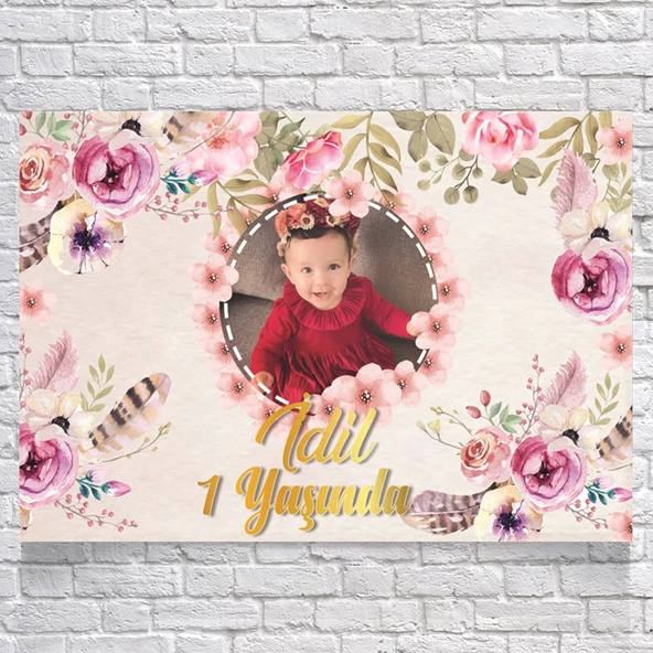 ÇiçekTemalı Doğum Günü Afişi 50X70 cm ürün görseli 1