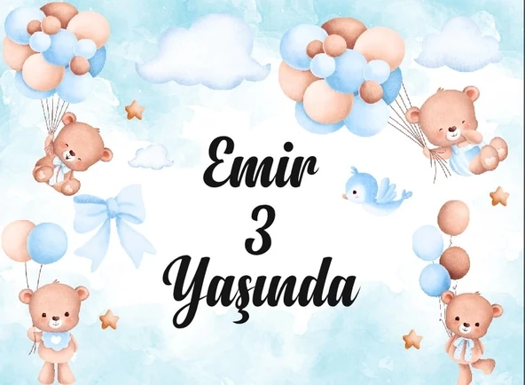Sevimli Ayıcık Temalı Doğum Günü Afişi 50X70 cm ürün görseli 1