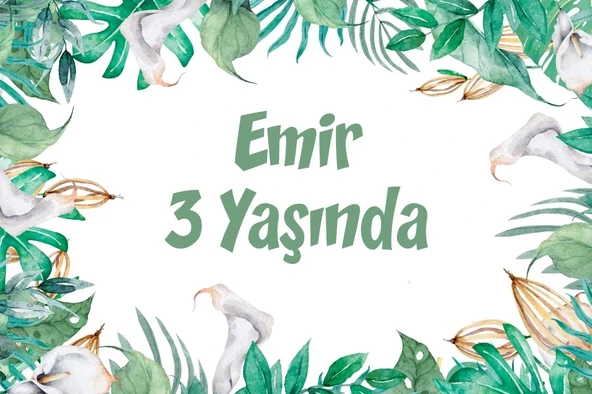 Bitkiler Temalı Doğum Günü Afişi -3 50X70 cm ürün görseli 1