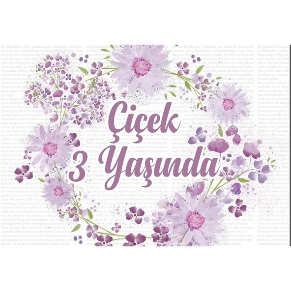 Çiçekler Temalı Doğum Günü Afişi -2 50X70 cm ürün görseli 1