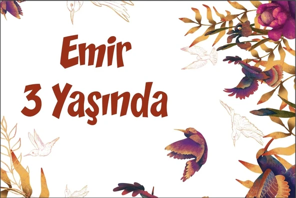 Sonbahar ve Kuşlar Temalı Doğum Günü Afişi 50X70 cm ürün görseli 1