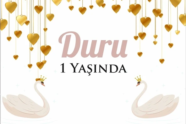 Kuğu Temalı Doğum Günü Afişi 50X70 cm ürün görseli 1