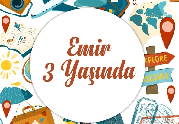 Seyahat Temalı Doğum Günü Afişi -3 50X70 cm ürün görseli 1