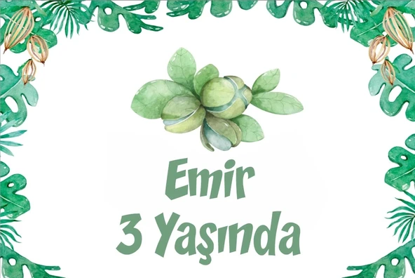 Bitkiler Temalı Doğum Günü Afişi -2 50X70 cm ürün görseli 1