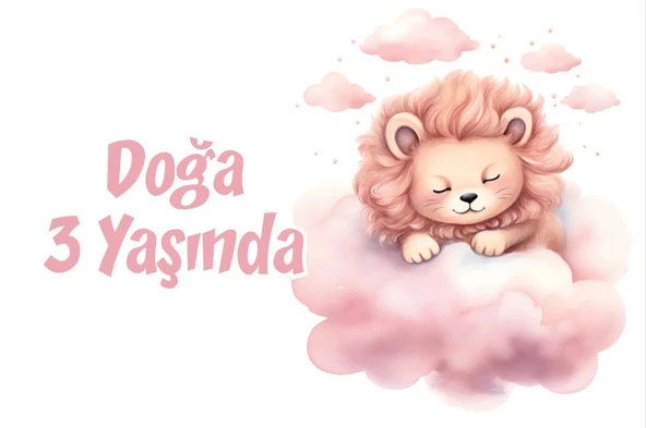 Pembe Sevimli Doğum Günü Afişi 50X70 cm ürün görseli 1