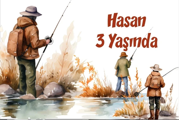 Balıkçılık Temalı Doğum Günü Afişi -2 50X70 cm ürün görseli 1