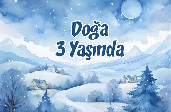 Kış Manzarası Temalı Doğum Günü Afişi 50X70 cm ürün görseli 1