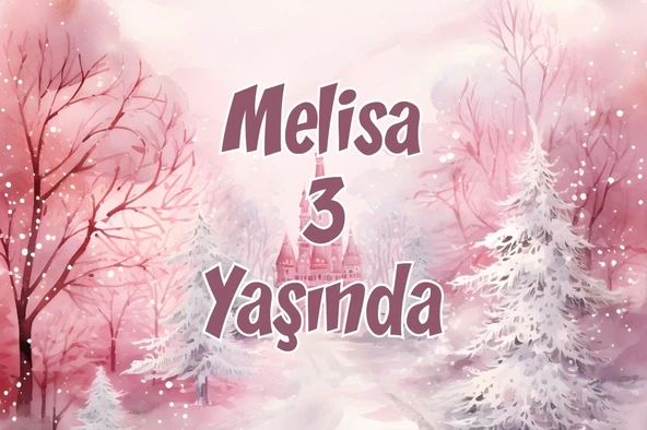 Pembe Orman ve Şato Temalı Doğum Günü Afişi 50X70 cm ürün görseli 1