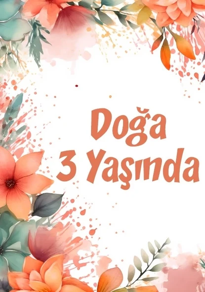 Çiçekler Temalı Doğum Günü Afişi -3 50X70 cm ürün görseli 1