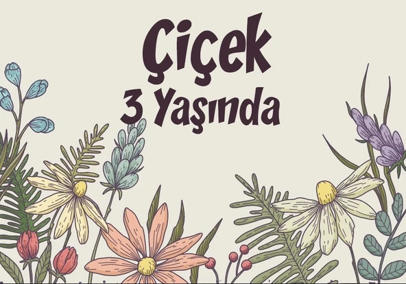 Çiçekler Temalı Doğum Günü Afişi 50X70 cm ürün görseli 1