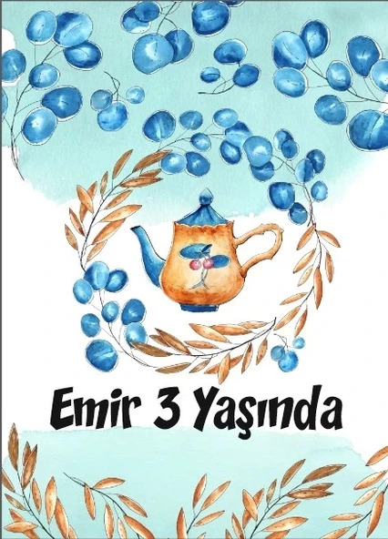 Mavi Pasta Temalı Doğum Günü Afişi 50X70 cm ürün görseli 1