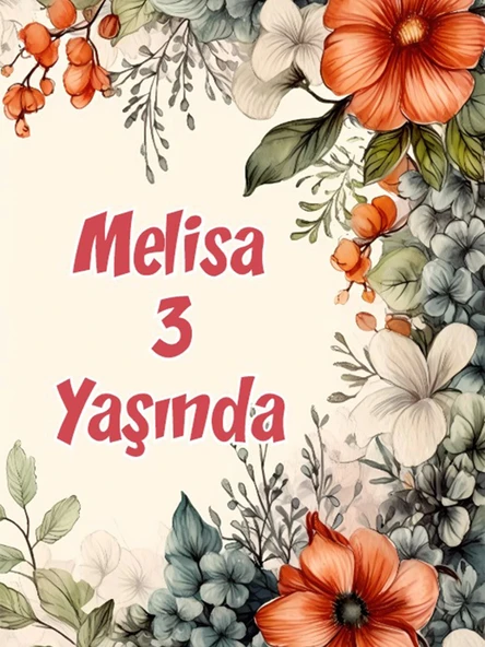 Çiçekler Temalı Doğum Günü Afişi -26 50X70 cm ürün görseli 1