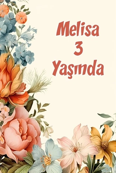 Renkli Çiçekler Temalı Doğum Günü Afişi -9 50X70 cm ürün görseli 1