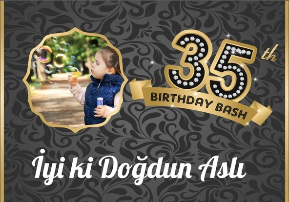 35 Yaş Temalı Doğum Günü Afişi 50X70 cm ürün görseli 1