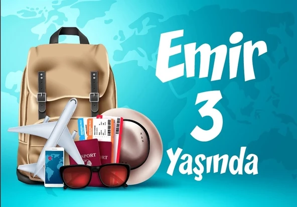 seyehat Temalı Doğum Günü Afişi 50X70 cm ürün görseli 1