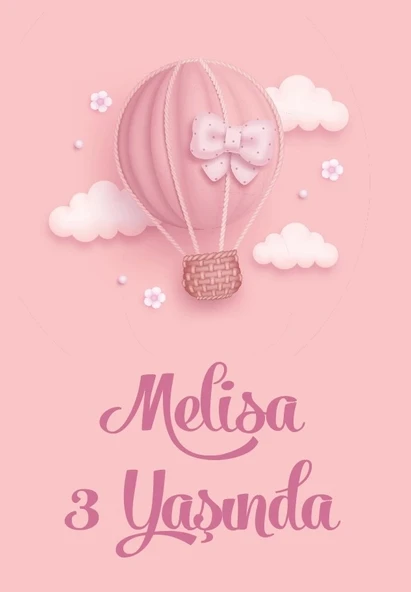Balon temalı doğum günü afişi 50X70 cm ürün görseli 1