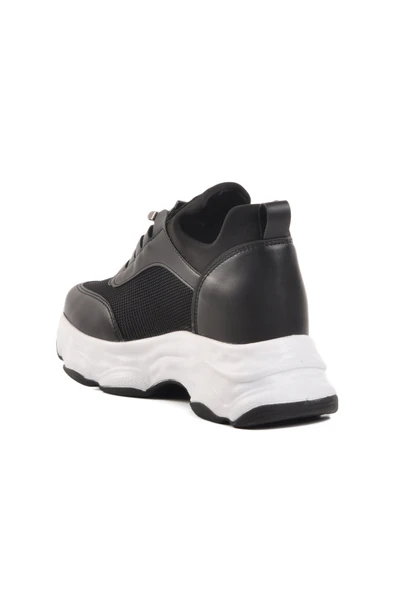 Siyah Yüksek Taban Kadın Sneaker - Resim 4
