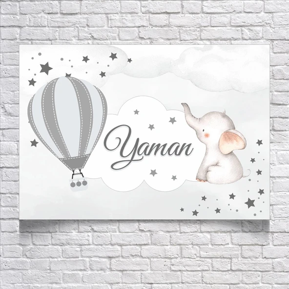 Balon ve Fil Temalı Doğum Günü Afişi 70X100 cm ürün görseli 1
