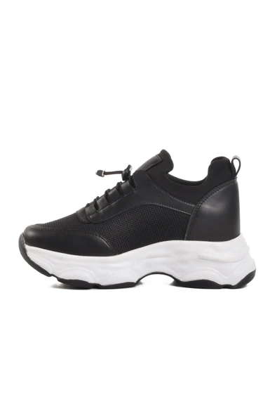 Siyah Yüksek Taban Kadın Sneaker - Resim 2
