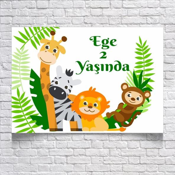 Safari Tamalı Doğum Günü Afişi 70X100 cm ürün görseli 1