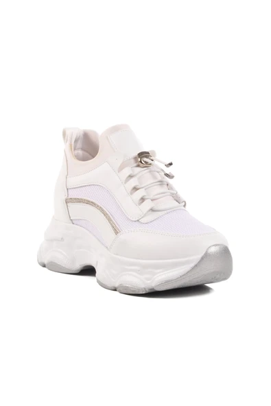 Beyaz Yüksek Taban Kadın Sneaker - Resim 3