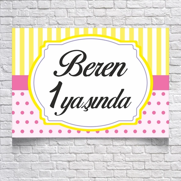 Çizgili Puantiyeli Doğum Günü Afişi 70X100 cm ürün görseli 1
