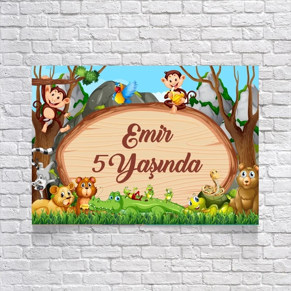 Hayvanat Bahçesi Temalı Doğum Günü Afişi 70X100 cm ürün görseli 1