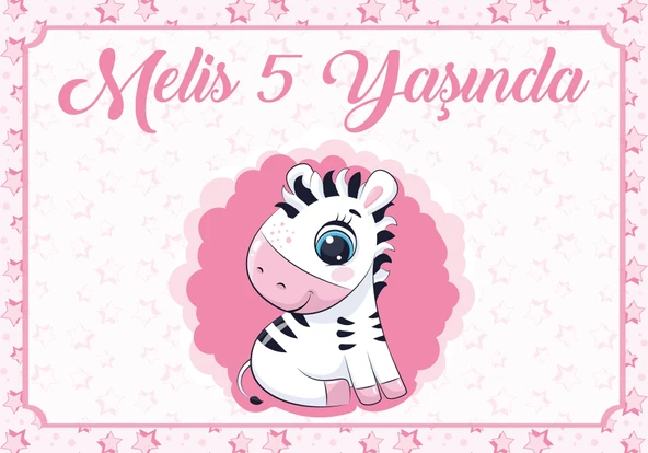 Zebra Temalı Doğum Günü Afişi 70X100 cm ürün görseli 1