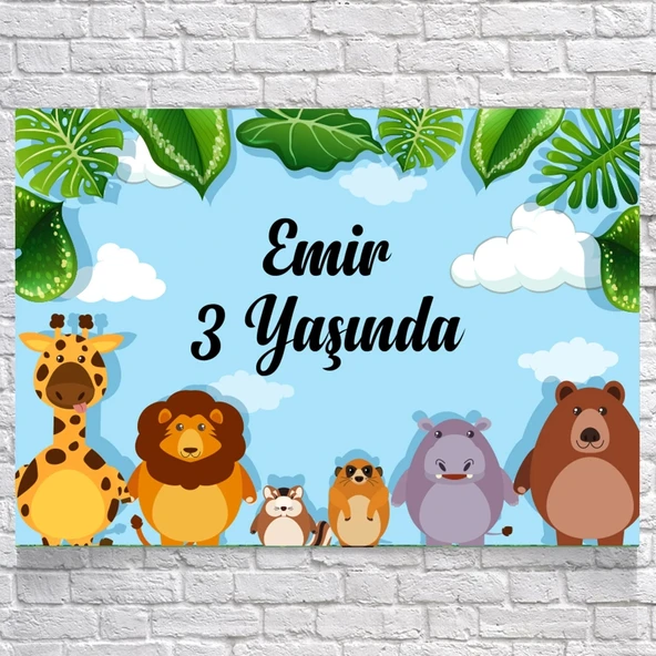 Safari Temalı Doğum Günü Afişi 70X100 cm ürün görseli 1