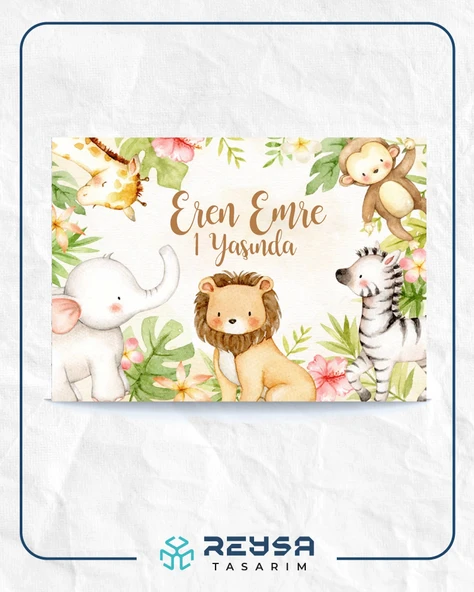 Safari Temalı Doğum Günü Afişi 70X100 cm ürün görseli 1