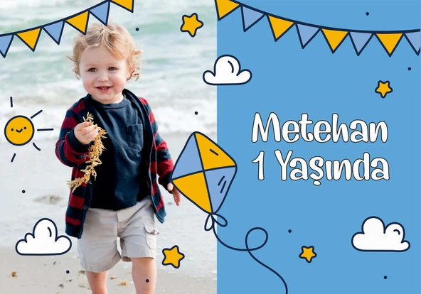 Uçurtma Temalı Doğum Günü Afişi 70X100 cm ürün görseli 1
