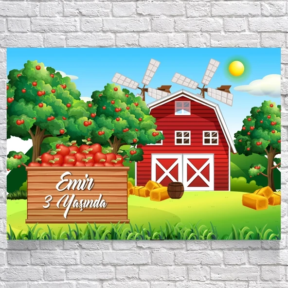 Çiftlik Temalı Doğum Günü Afişi 70X100 cm ürün görseli 1