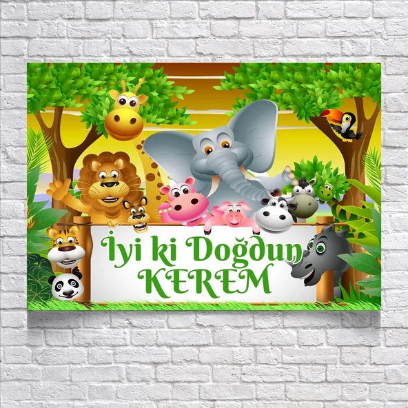 Safari Temalı Doğum Günü Afişi 70X100 cm ürün görseli 1