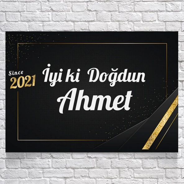Gold Temalı Doğum Günü Afişi 70X100 cm ürün görseli 1