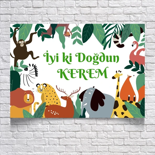 Safari Temalı Doğum Günü Afişi 70X100 cm ürün görseli 1