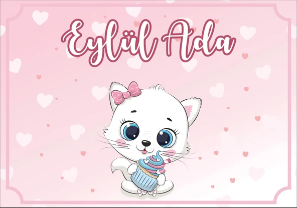 Kedi Teamlı Doğum Günü Afişi 70X100 cm ürün görseli 1