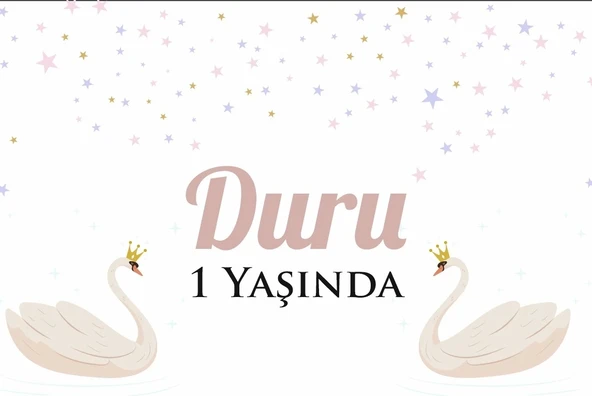 Kuğu Temalı Doğum Günü Afişi 70X100 cm ürün görseli 1