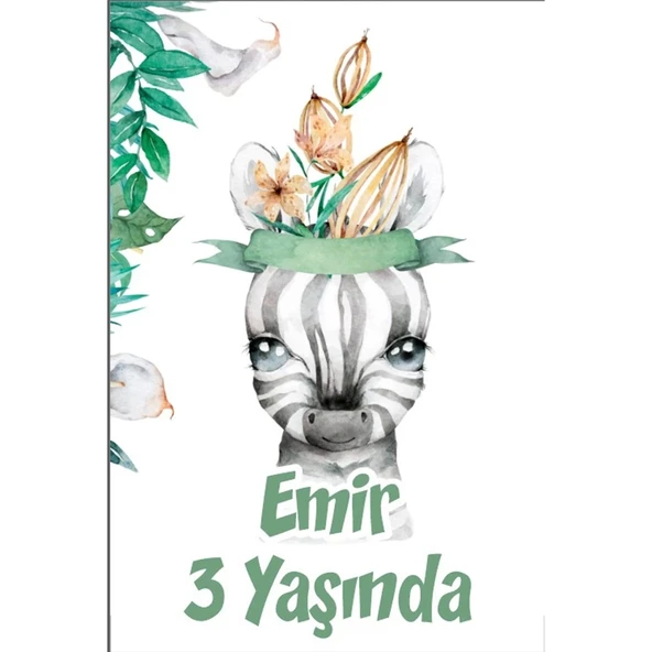 Zebra Temalı Doğum Günü Afişi -3 70X100 cm ürün görseli 1