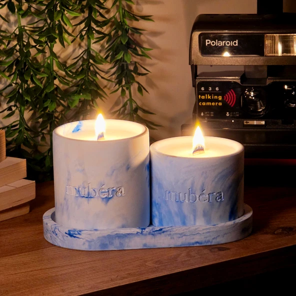 Sea Breeze - Mavi Mum ve Dekoratif Tepsi Set ürün görseli 1