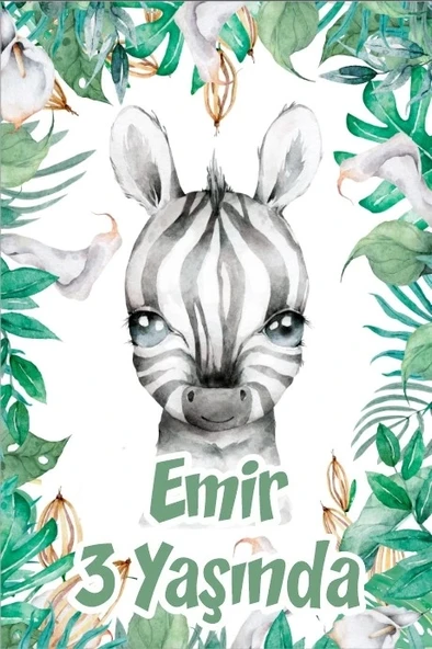 Zebra Temalı Doğum Günü Afişi -2 70X100 cm ürün görseli 1