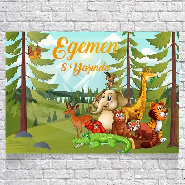 Safari Temalı Doğum Günü Afişi 70X100 cm ürün görseli 1