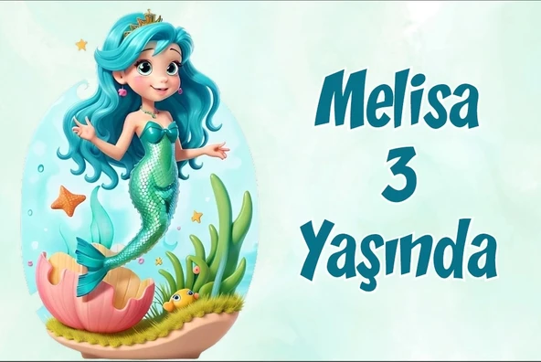 Deniz Kızı Temalı Doğum Günü Afişi -4 70X100 cm ürün görseli 1