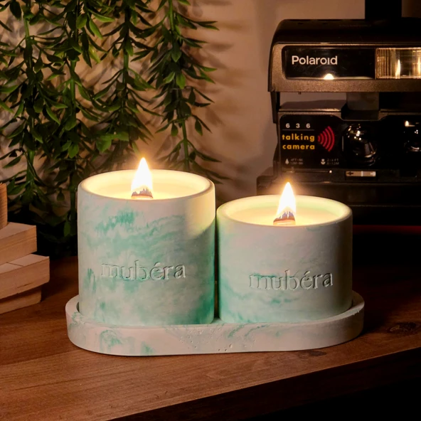 Natural Freshness - Yeşil Mum ve Dekoratif Tepsi Set ürün görseli 1